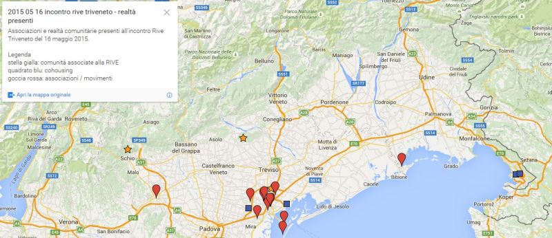 Le realtà presenti all'incontro visualizzate sulla mappa